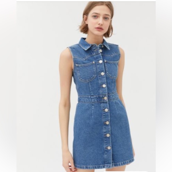 Urban Outfitters Dresses & Skirts - BDG Urban Outfitters midi vintage western mini denim jean dress size medium